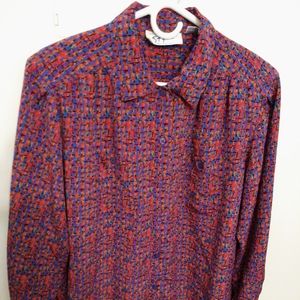 Super bright pattern vintage Givenchy Style button up blouse size 12